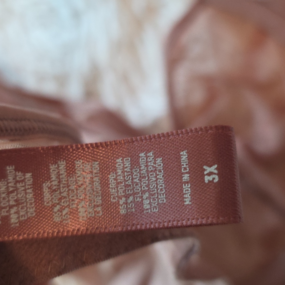 SKIMS After Hours Bra Top Long Sleeve Flocked Logo Mesh  ROSE CLAY 3X - Picture 8 of 13